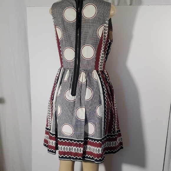 Anthropologie Maeve Burgundy Black Moonsong Sleeveless Back Zip Dress Size 10 - Picture 7 of 13